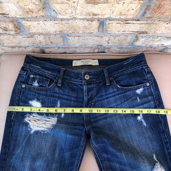 Abercrombie & Fitch Cotton Ripped MidRise Medium Wash Straight Buttoned Jeans 27 - Picture 11 of 16